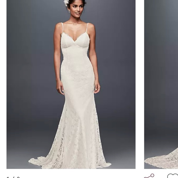 David's Bridal Other - David's Bridal Ivory Lace Spaghetti Strap Fit-and-Flare Wedding Dress